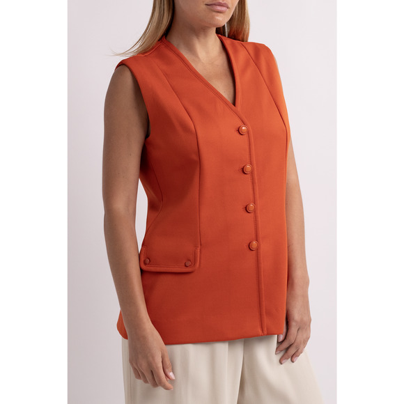 Vintage Orange Button Up Vest - Picture 1 of 6